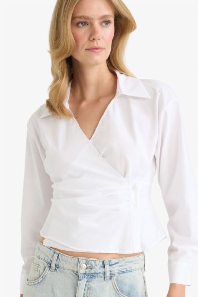 Fitted Poplin Uzun Kollu Gömlek