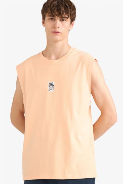 Boxy Fit Printed Crew Neck Sleeveless Tank Top