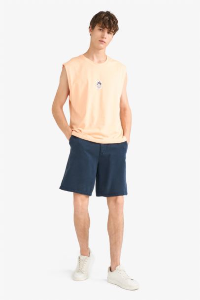 Boxy Fit Printed Crew Neck Sleeveless Tank Top