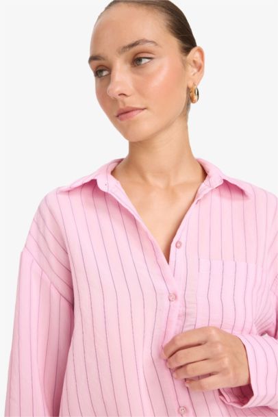 قميص مخطط ردن طويل اوفر سايز