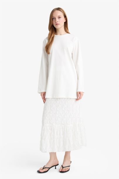 A Kesim Dantel Midi Etek