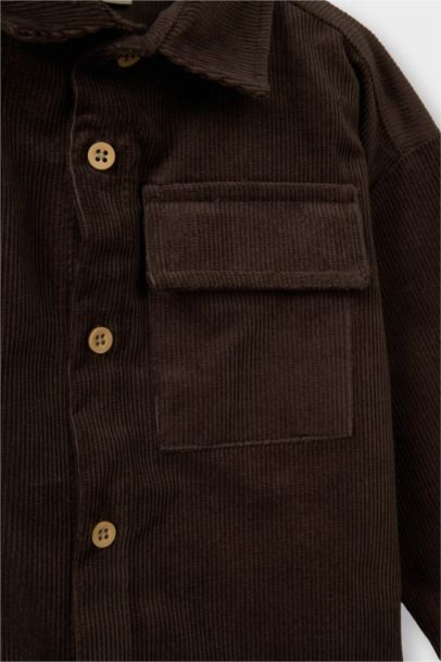 Fitilli Kadife Uzun Kollu Gömlek Erkek Bebek