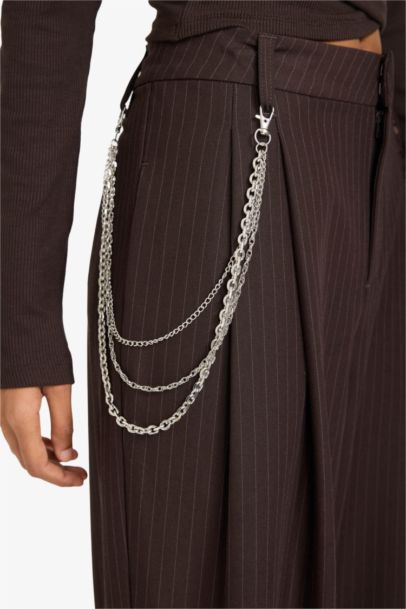 Брюки со средней талией в полоску для женщин