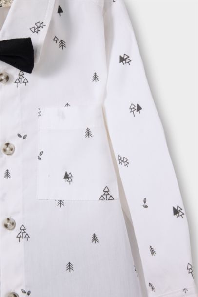 Yılbaşı Temalı 2'li Takım Desenli Gömlek Pantolon Erkek Bebek