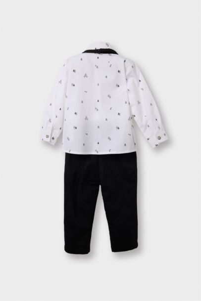 Yılbaşı Temalı 2'li Takım Desenli Gömlek Pantolon Erkek Bebek