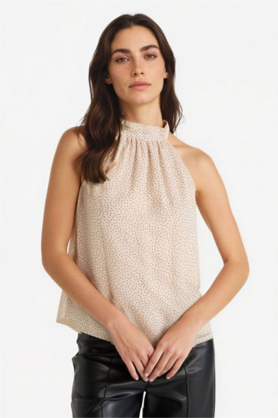 Regular Fıt Halter Yaka Şifon Kolsuz Bluz