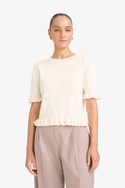 Pull à col rond et manches courtes Coupe régulière