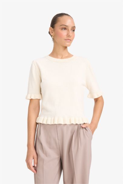 Pull à col rond et manches courtes Coupe régulière