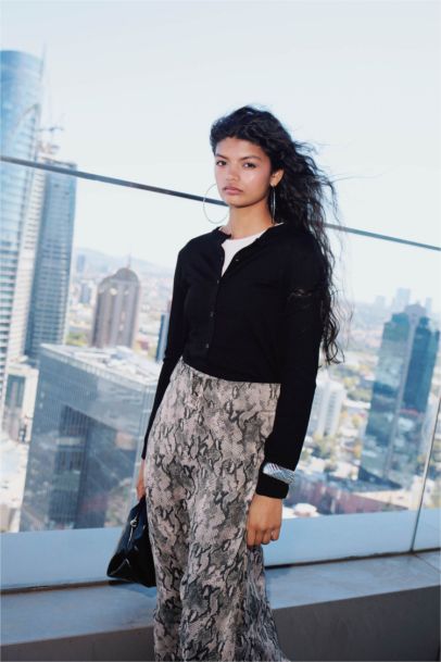 Regular Fit Patterned Lined Chiffon Midi Skirt