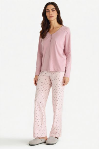 Fall in Love Regular Fit Top Bottom 2 Piece Pajama Set