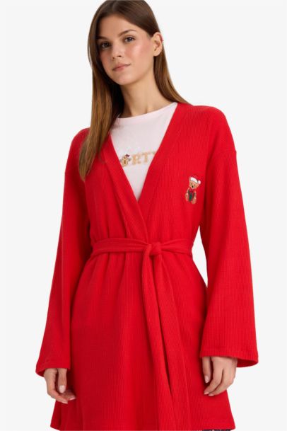 Christmas Themed Regular Fit Welsoft Plush Dressing Gown