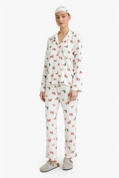 Ensemble Pyjama de Noël avec masque de nuit Coupe régulière