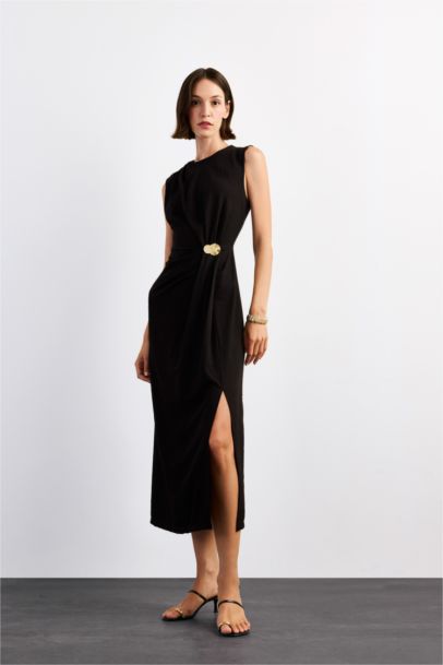 Slim Fit Poplin Sleeveless Dress