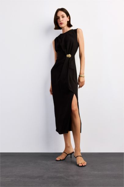Slim Fit Poplin Sleeveless Dress