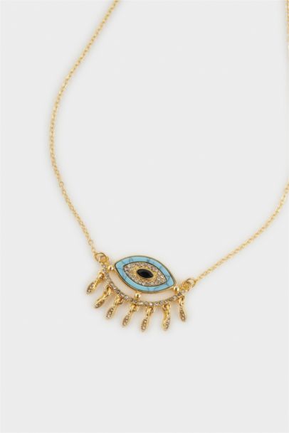 Woman Necklace with Blue Eye Detail