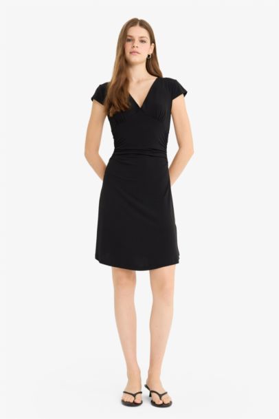 V-Neck Short Sleeve Mini Dress