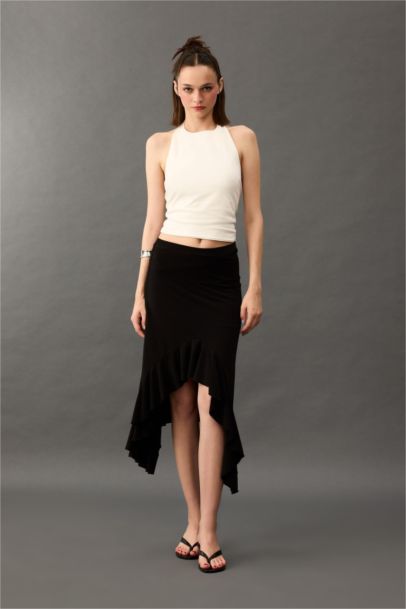 Elastic Band Midi Knitted Skirt