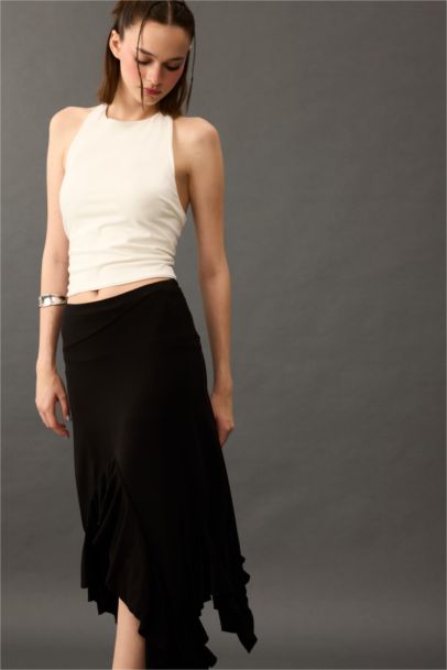 Elastic Band Midi Knitted Skirt