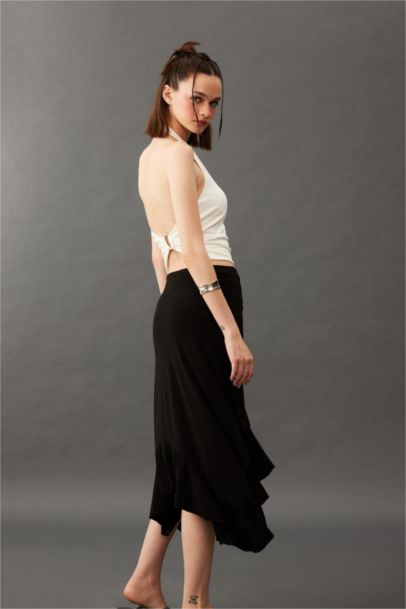 Elastic Band Midi Knitted Skirt