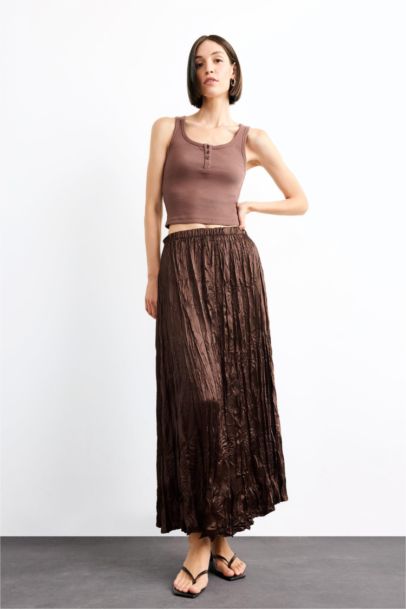 Relax Fit Satin Elastic Band Skirt