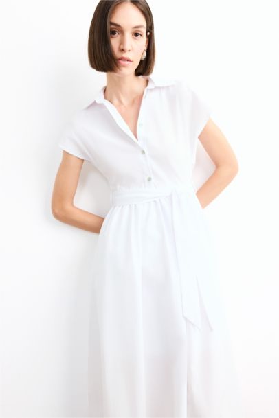 Terry Cotton Short Sleeve Long Length Dress