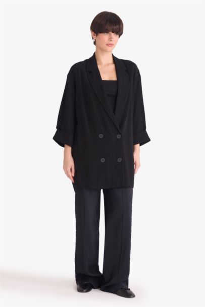 Regular Fit Jacket Collar Cotton Blazer