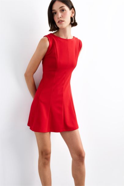 فستان قصير كت قماش سكوبا