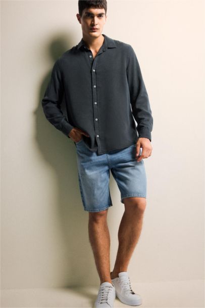 Chemise en sergé à manches longues Coupe régulière