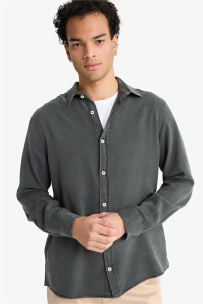 Chemise en sergé à manches longues Coupe régulière