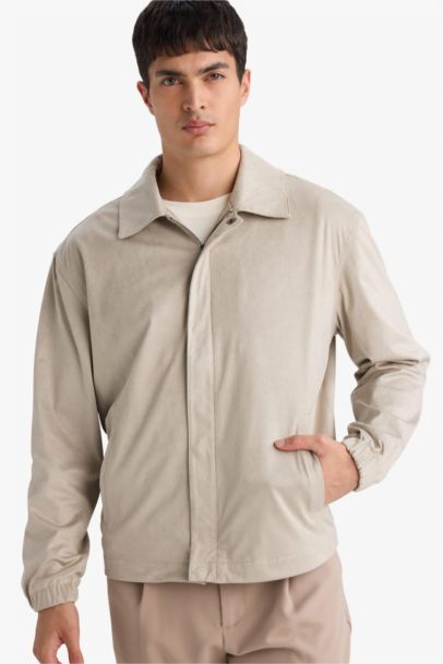 Slım Fıt Dar Kesim Polo Yaka Fermuarlı Mont