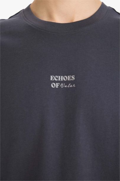 %100 Pamuk Boxy Fit Baskılı Tişört