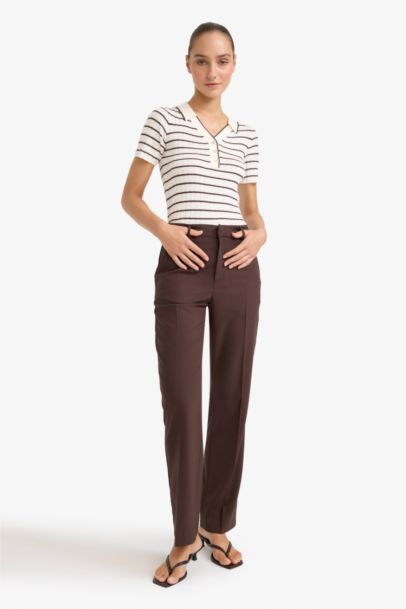 Slim Fit Polo Collar Striped Knitwear Pullover