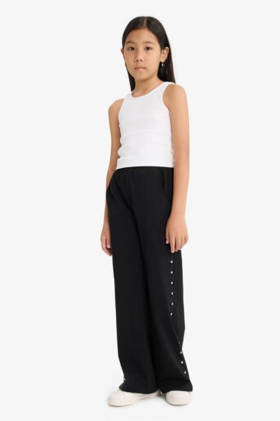 Girl Elastic Waist Wide Leg Sweatpants