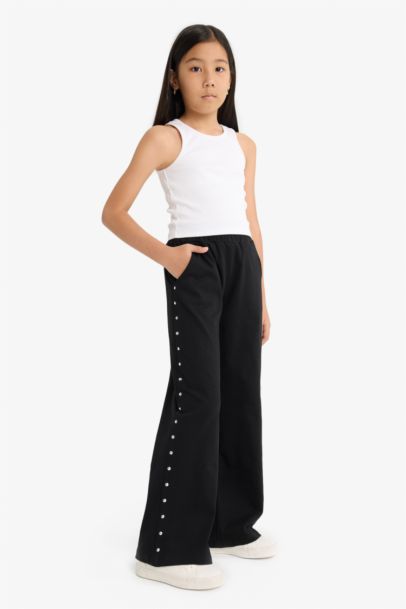 Girl Elastic Waist Wide Leg Sweatpants