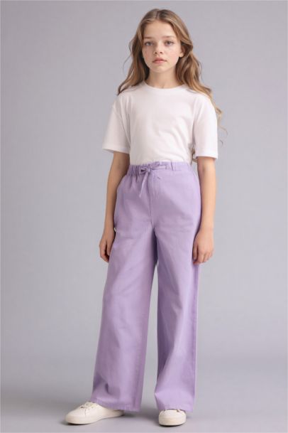 Girl Wide Leg Straight Leg Gabardine Trousers