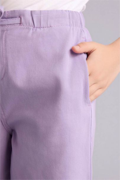 Girl Wide Leg Straight Leg Gabardine Trousers