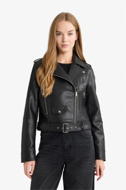 Relax Fit Faux Leather Jacket