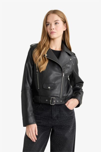 Relax Fit Faux Leather Jacket