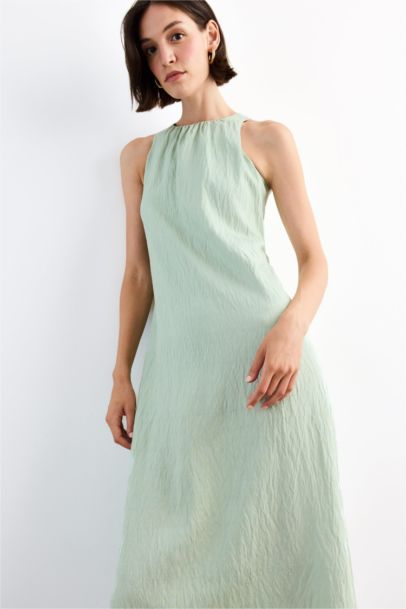 فستان ميدي كت قماش كرنكيل