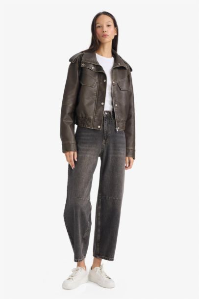 Relax Fit Faux Leather Jacket