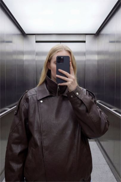 Relax Fit Faux Leather Waterproof Jacket