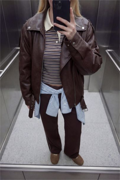 Relax Fit Faux Leather Waterproof Jacket