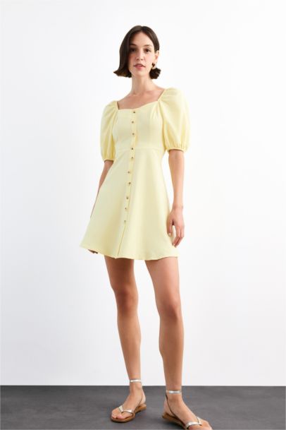 Balloon Sleeves Mini Dress