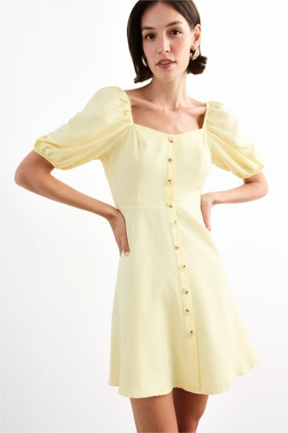 Balloon Sleeves Mini Dress