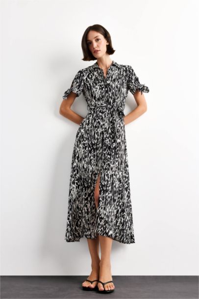 فستان ميدي نص ردن بطبعة حيوانات