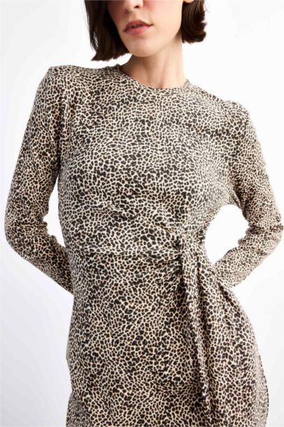 فستان ميدي تايجر تويل ردن طويل