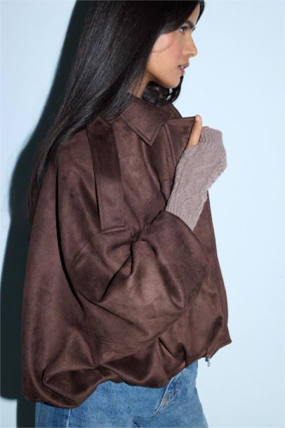 Su Geçirmez Regular Fıt Süet Mont