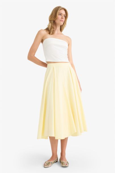 A Cut Poplin Lined Normal Waist Maxi Skirt