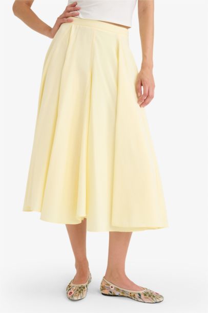 A Cut Poplin Lined Normal Waist Maxi Skirt