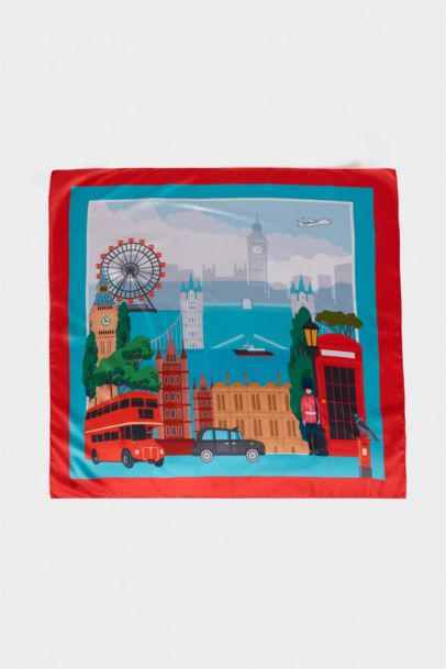 Kadın Londra Temalı Fular